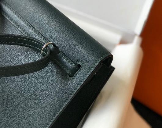 Hermes Kelly Danse  22cm Leather Bag 20354 Dark Green - luxibagsmall
