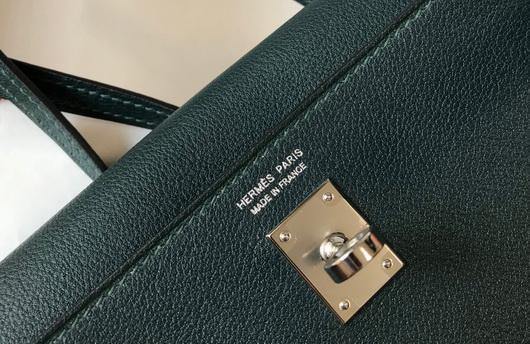 Hermes Kelly Danse  22cm Leather Bag 20354 Dark Green - luxibagsmall