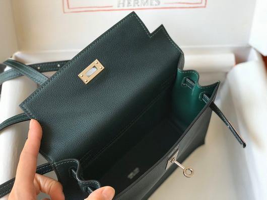 Hermes Kelly Danse  22cm Leather Bag 20354 Dark Green - luxibagsmall