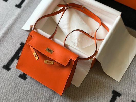 Hermes Kelly Danse  22cm Leather Bag 20355 Orange - luxibagsmall