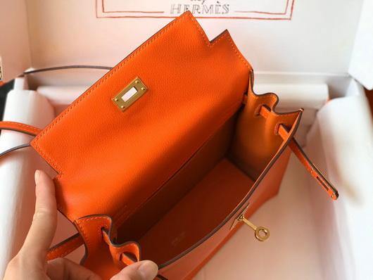 Hermes Kelly Danse  22cm Leather Bag 20355 Orange - luxibagsmall
