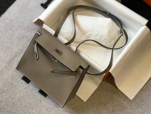Hermes Kelly Danse  22cm Leather Bag 20356 Gray - luxibagsmall