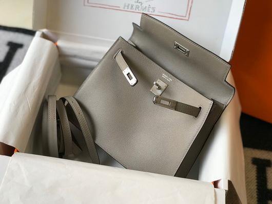 Hermes Kelly Danse  22cm Leather Bag 20356 Gray - luxibagsmall
