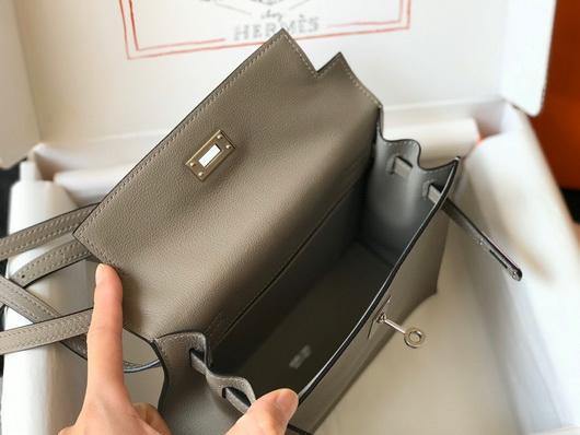 Hermes Kelly Danse  22cm Leather Bag 20356 Gray - luxibagsmall