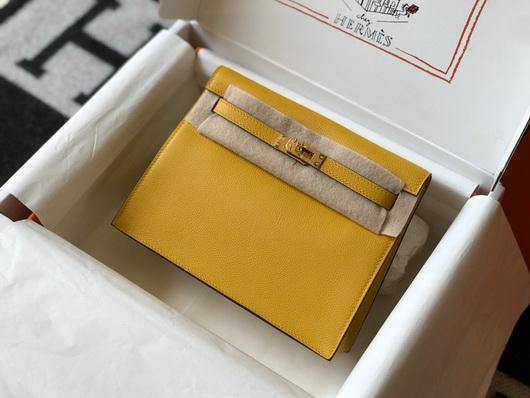 Hermes Kelly Danse  22cm Leather Bag 20357 Yellow - luxibagsmall