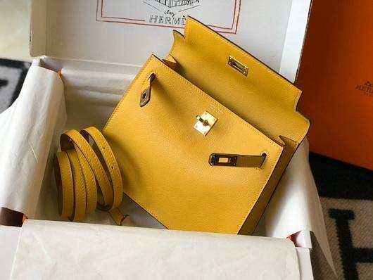Hermes Kelly Danse  22cm Leather Bag 20357 Yellow - luxibagsmall