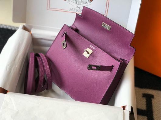 Hermes Kelly Danse  22cm Leather Bag 20358 Purple - luxibagsmall