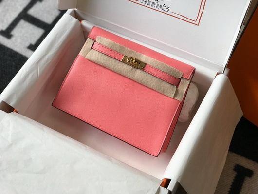 Hermes Kelly Danse  22cm Leather Bag 20359 Pink - luxibagsmall