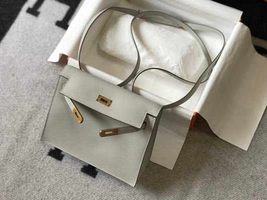 Hermes Kelly Danse  22cm Leather Bag 20360 Gray - luxibagsmall