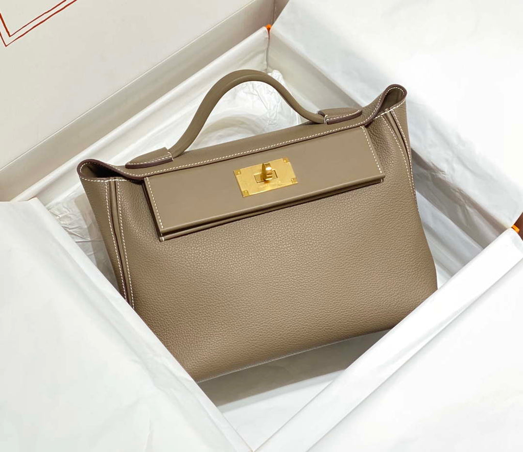 Hermes Kelly 2424 Leather 29cm H230267 Elephant gray Shoulder bag