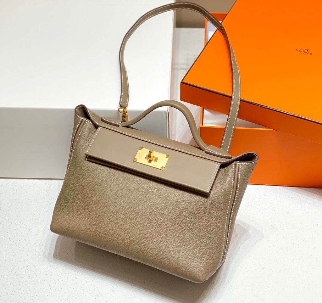 Hermes Kelly 2424 Leather 29cm H230267 Elephant gray Shoulder bag