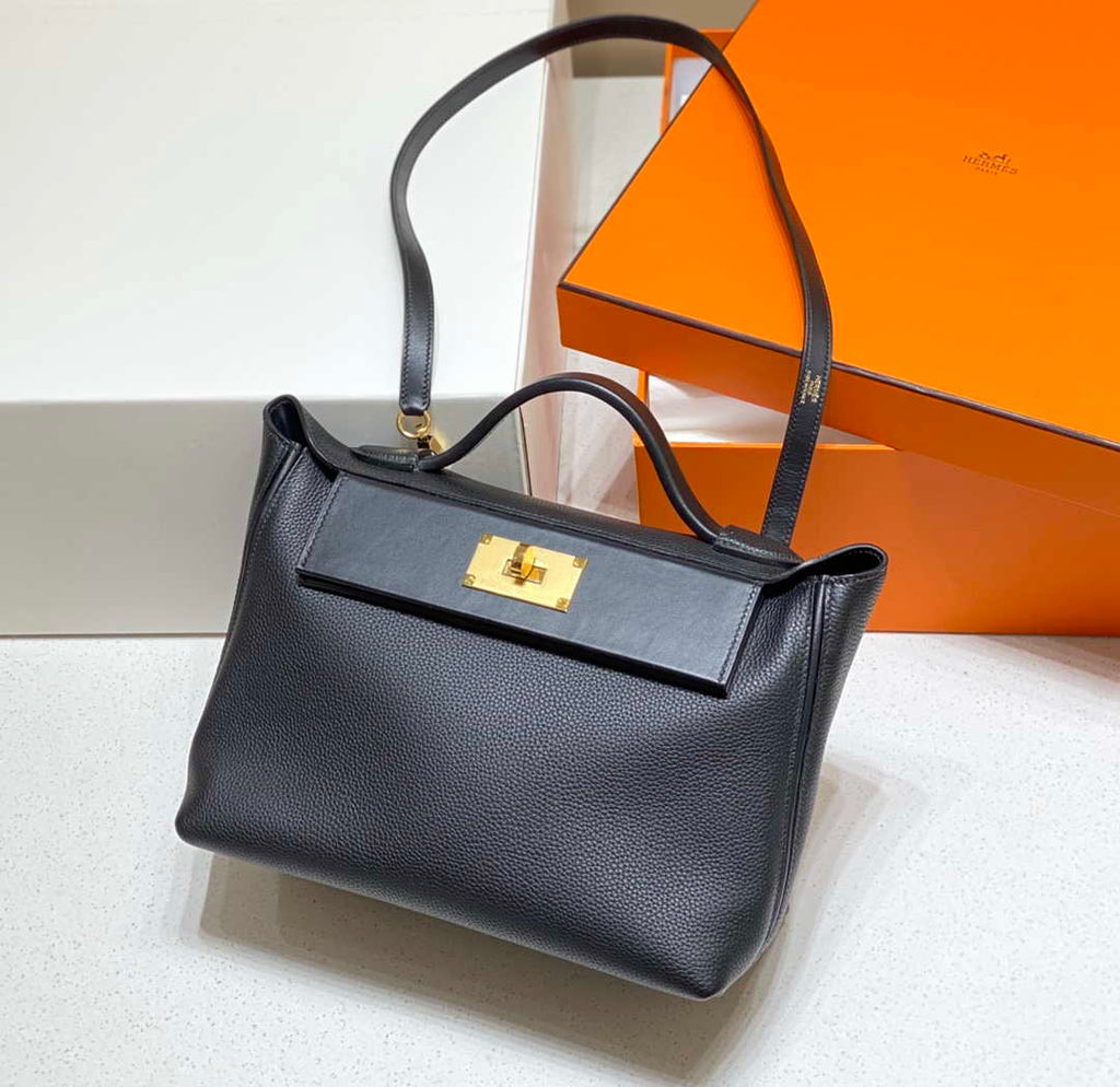 Hermes Kelly 2424 Leather 29cm H230268 Black Shoulder bag