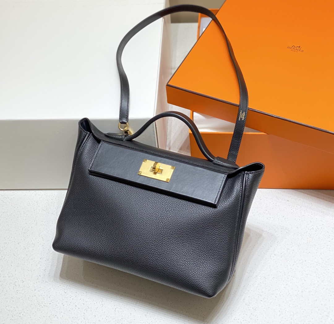 Hermes Kelly 2424 Leather 29cm H230268 Black Shoulder bag