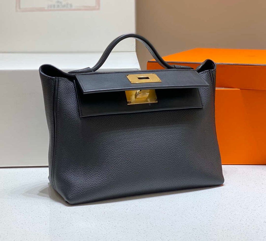 Hermes Kelly 2424 Leather 29cm H230268 Black Shoulder bag