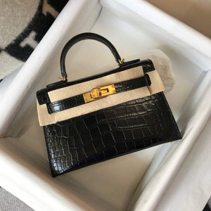 Hermes Kelly Bag Designer Hermes 19CM Shoulder Mini Bag Black 20450 - Default Title - View 1