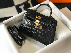 Hermes Kelly Bag Designer Hermes 19CM Shoulder Mini Bag Black 20450 - Default Title - View 4