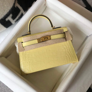 Hermes Kelly Bag Designer Hermes 19CM Shoulder Mini Bag Yellow 20451 - Default Title - View 1