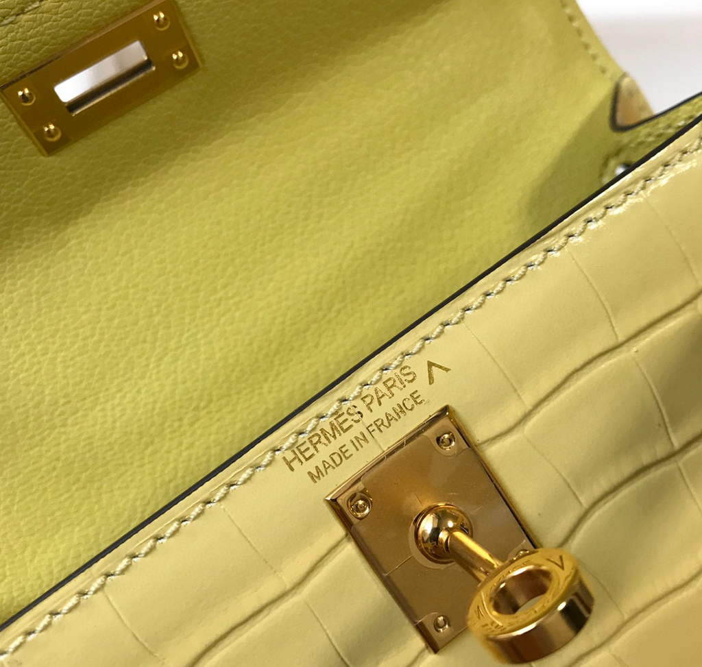 Hermes Kelly Bag Designer Hermes 19CM Shoulder Mini Bag Yellow 20451