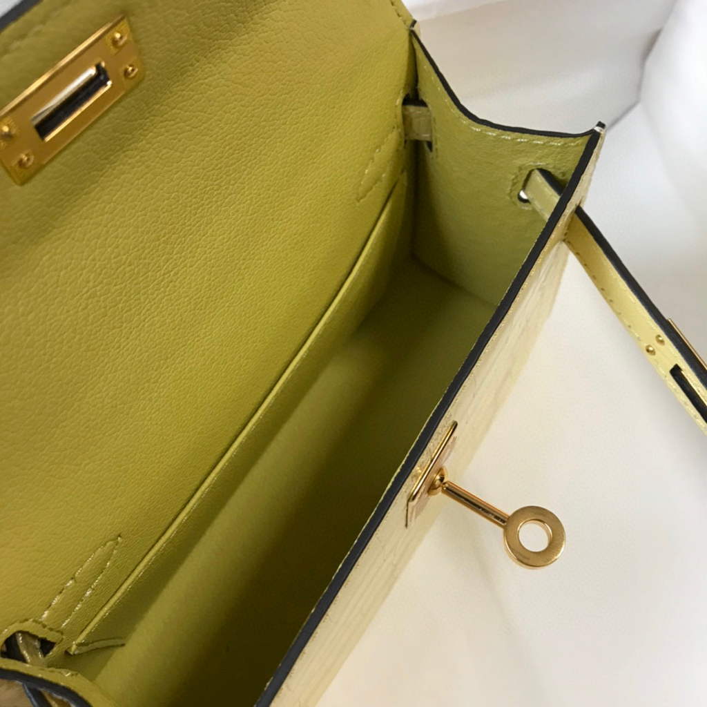 Hermes Kelly Bag Designer Hermes 19CM Shoulder Mini Bag Yellow 20451