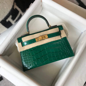 Hermes Kelly Bag Designer Hermes 19CM Shoulder Mini Bag Green 20452 - Default Title - View 1