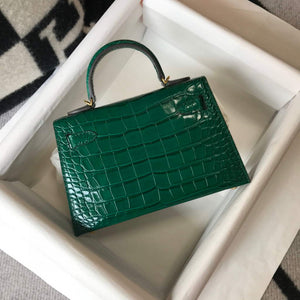 Hermes Kelly Bag Designer Hermes 19CM Shoulder Mini Bag Green 20452 - Default Title - View 3
