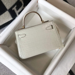 Hermes Kelly Bag Designer Hermes 19CM Shoulder Mini Bag Beige 20453 - Default Title - View 3