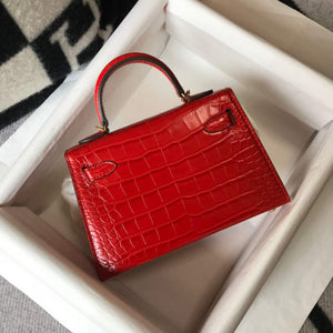 Hermes Kelly Bag Designer Hermes 19CM Shoulder Mini Bag Red 20454 - Default Title - View 3
