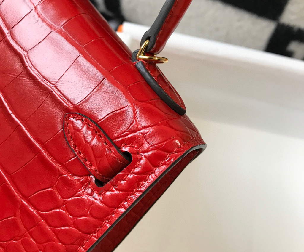 Hermes Kelly Bag Designer Hermes 19CM Shoulder Mini Bag Red 20454