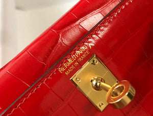 Hermes Kelly Bag Designer Hermes 19CM Shoulder Mini Bag Red 20454 - Default Title - View 6
