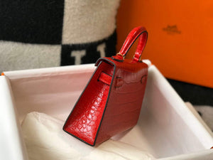 Hermes Kelly Bag Designer Hermes 19CM Shoulder Mini Bag Red 20454 - Default Title - View 7