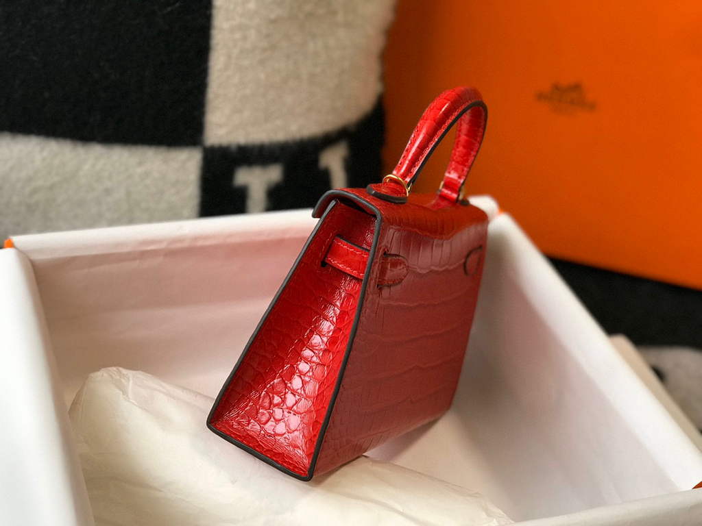 Hermes Kelly Bag Designer Hermes 19CM Shoulder Mini Bag Red 20454
