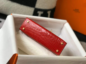 Hermes Kelly Bag Designer Hermes 19CM Shoulder Mini Bag Red 20454 - Default Title - View 8