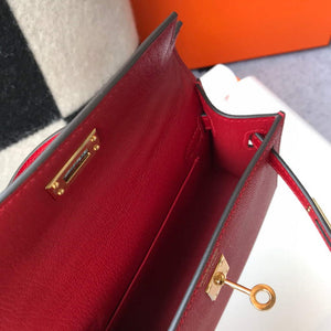 Hermes Kelly Bag Hermes 19CM Epsom Shoulder Mini Bag Red 20465 - Default Title - View 9