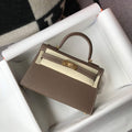 Hermes Kelly Bag Hermes 19CM Epsom Shoulder Mini Bag Dark gray 20461 - Default Title - View 1