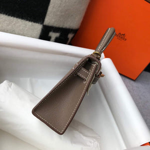 Hermes Kelly Bag Hermes 19CM Epsom Shoulder Mini Bag Dark gray 20461 - Default Title - View 3