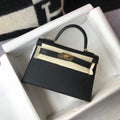 Hermes Kelly Bag Hermes 19CM Epsom Shoulder Mini Bag Black Gold buckle 20455 - Default Title - View 1