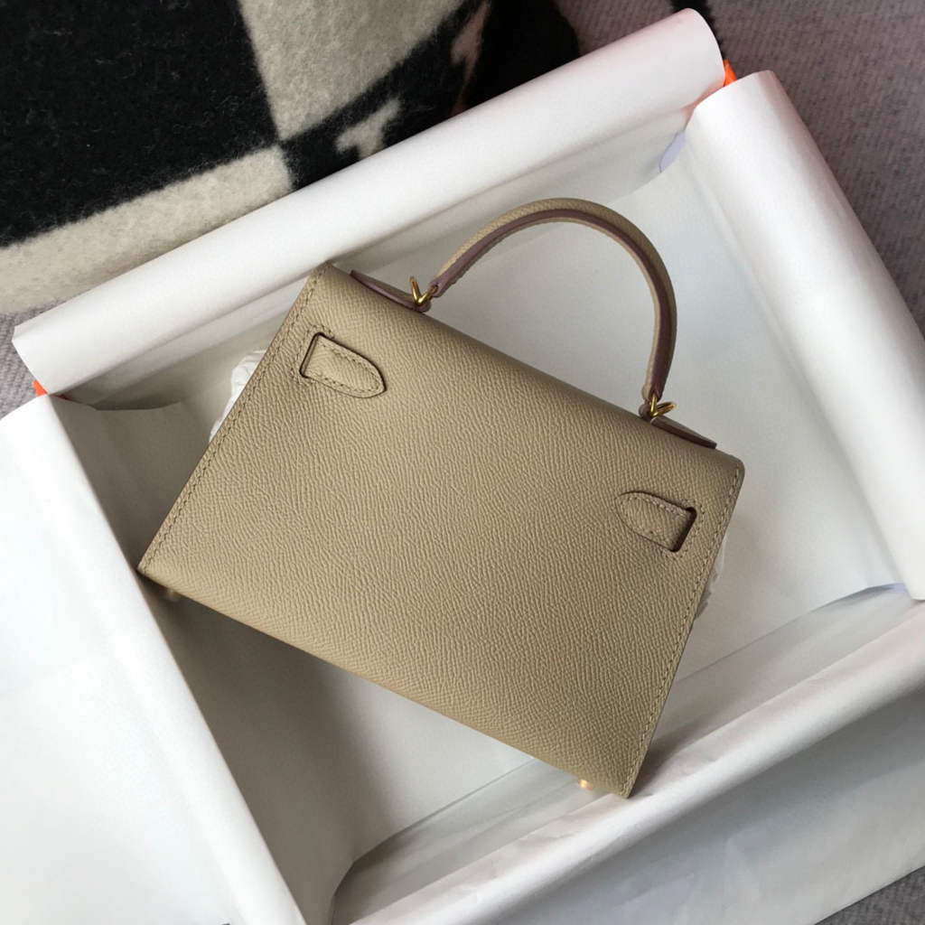 Hermes Kelly Bag Hermes 19CM Epsom Shoulder Mini Bag Apricot 20466