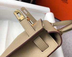 Hermes Kelly Bag Hermes 19CM Epsom Shoulder Mini Bag Apricot 20466 - Default Title - View 7