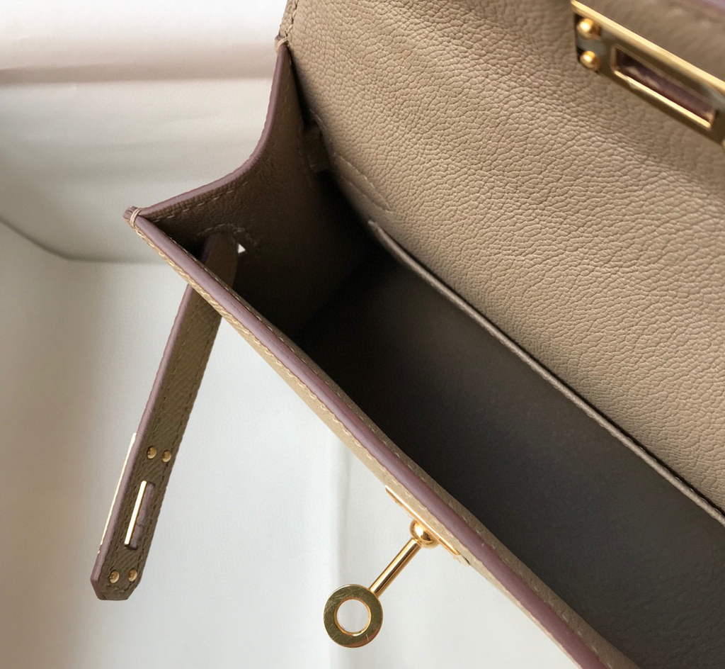 Hermes Kelly Bag Hermes 19CM Epsom Shoulder Mini Bag Apricot 20466