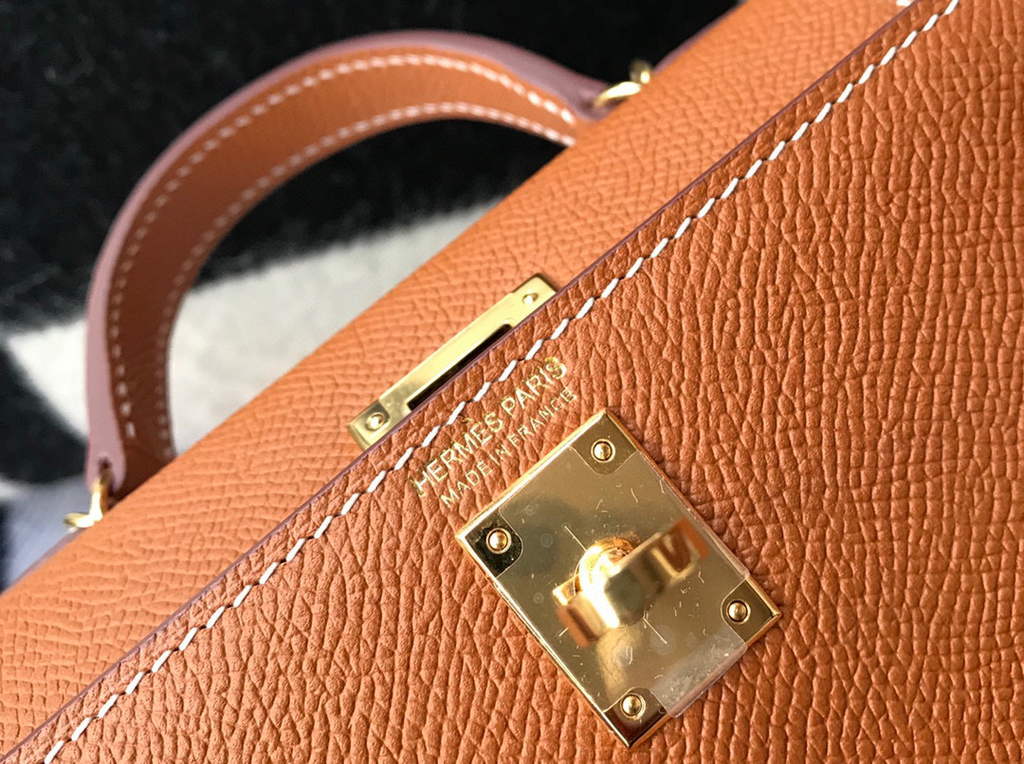 Hermes Kelly Bag Hermes 19CM Epsom Shoulder Mini Bag Tan 20467