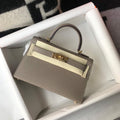 Hermes Kelly Bag Hermes 19CM Epsom Shoulder Mini Bag Gray 20468 - Default Title - View 1