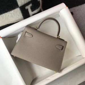 Hermes Kelly Bag Hermes 19CM Epsom Shoulder Mini Bag Gray 20468 - Default Title - View 2