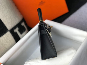 Hermes Kelly Bag Hermes 19CM Epsom Shoulder Mini Bag Black Gold buckle 20455 - Default Title - View 3