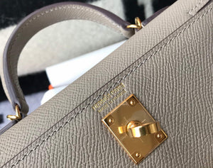 Hermes Kelly Bag Hermes 19CM Epsom Shoulder Mini Bag Gray 20468 - Default Title - View 6