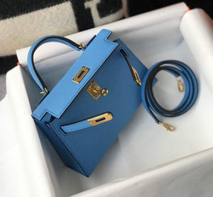Hermes Kelly Bag Hermes 19CM Epsom Shoulder Mini Bag Middle blue 20469 - Default Title - View 5