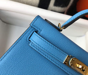 Hermes Kelly Bag Hermes 19CM Epsom Shoulder Mini Bag Middle blue 20469 - Default Title - View 7