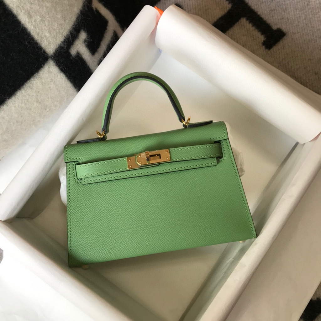 Hermes Kelly Bag Hermes 19CM Epsom Shoulder Mini Bag Light green 20470