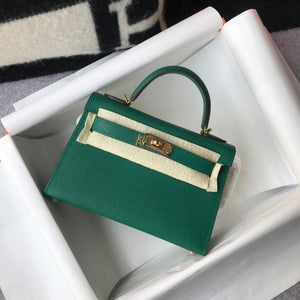 Hermes Kelly Bag Hermes 19CM Epsom Shoulder Mini Bag Green 20471 - Default Title - View 1