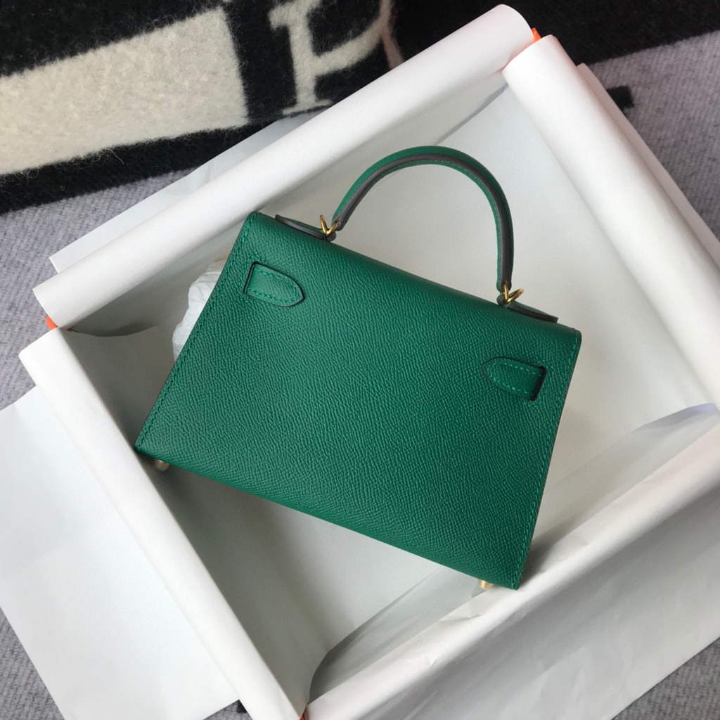 Hermes Kelly Bag Hermes 19CM Epsom Shoulder Mini Bag Green 20471