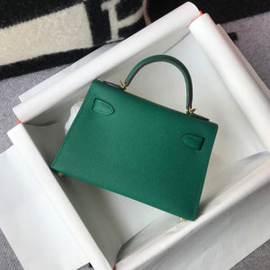 Hermes Kelly Bag Hermes 19CM Epsom Shoulder Mini Bag Green 20471 - Default Title - View 2